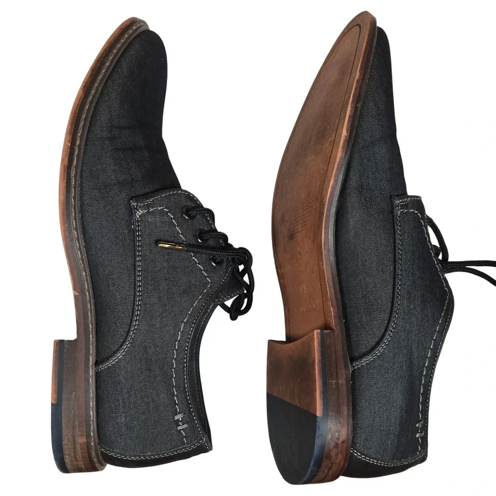 Ashford Hayes Men's Black Denim Dress Shoes Lace Up Derby Style Size 10.5‎